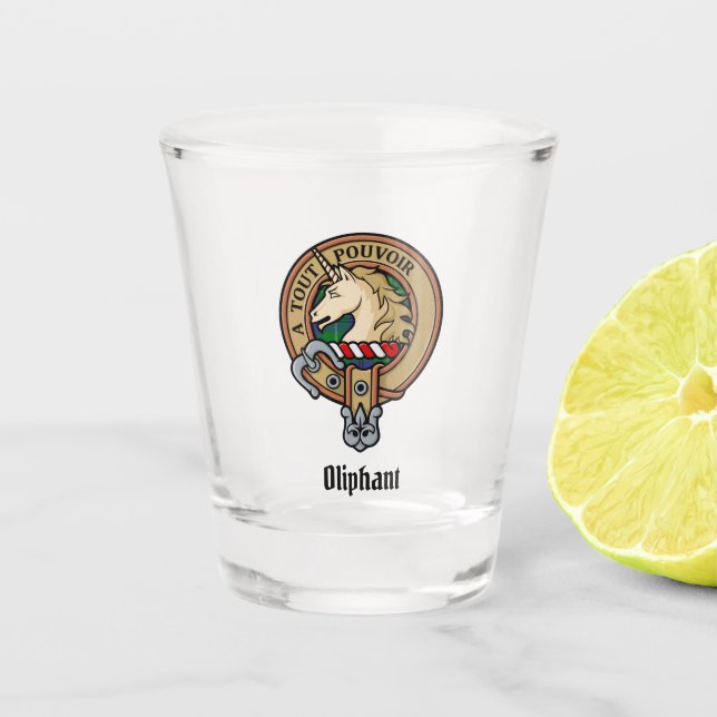 Vaso De Chupito Clan Oliphant Escudo sobre la glándula de Tartán (Anverso)