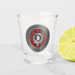 Vaso De Chupito Clan Ramsay Escudo y Tartan Knot