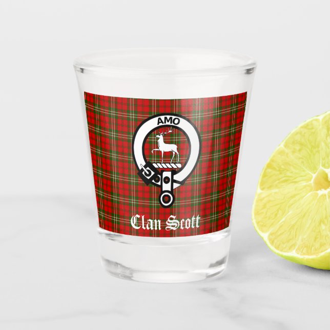 Vaso De Chupito Clan Scott Escudo Badge & Tartan (Anverso)