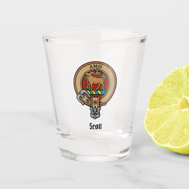 Vaso De Chupito Clan Scott Escudo por Red Tartan Shot Glass (Anverso)