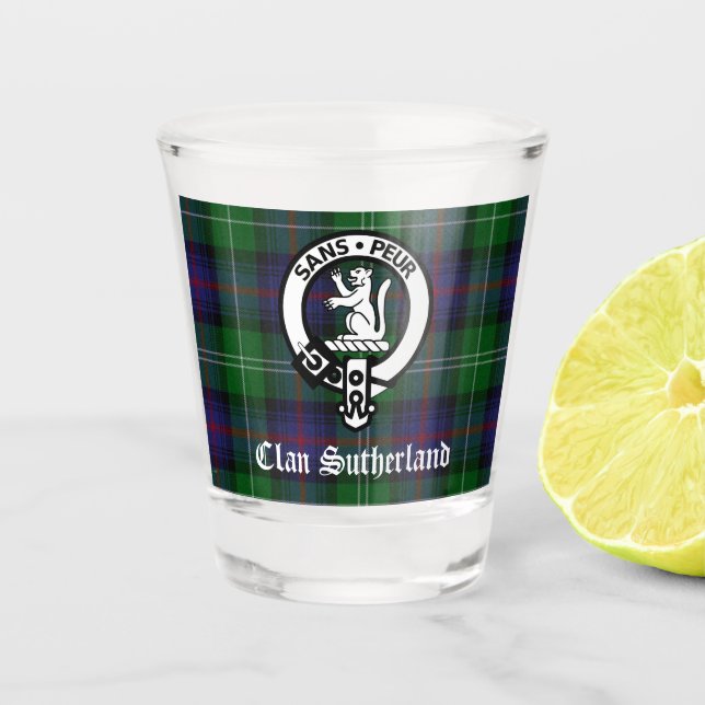 Vaso De Chupito Clan Sutherland Escudo y Tartán (Anverso)