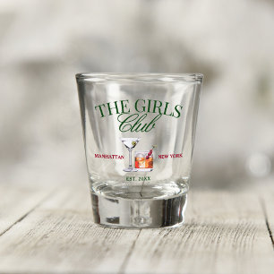 Vaso De Chupito Clásico Club de Cócteles Verde y Chica Rojo