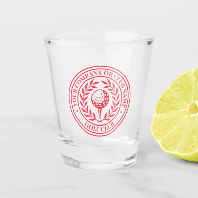 Vaso De Chupito Clásico Golf Personalizado Nombre Rojo (Anverso)