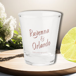 Vaso De Chupito Clásico Marfil Cursiva Retro Minimalista Boda