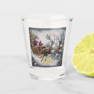 Vaso De Chupito Clásico/Vintage Navidad Santa & reno