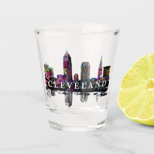 Vaso De Chupito Cleveland, Ohio en graffiti de vidrio disparo