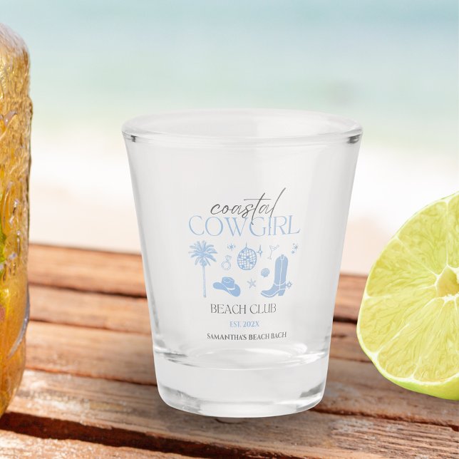 Vaso De Chupito Club Coastal de Playa Cowgirl Bachelorette Favores (Coastal Cowgirl Shot Glasses Bachelorette Favors)