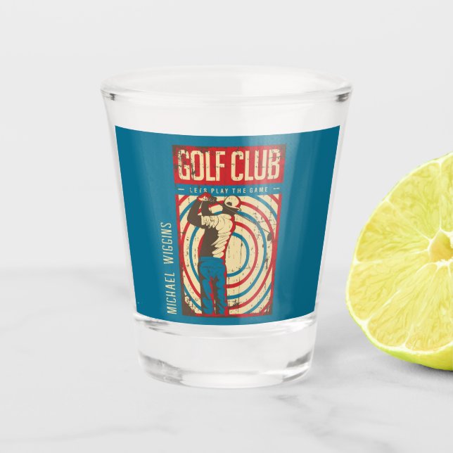 Vaso De Chupito Club de golf Retro Personalizado (Anverso)