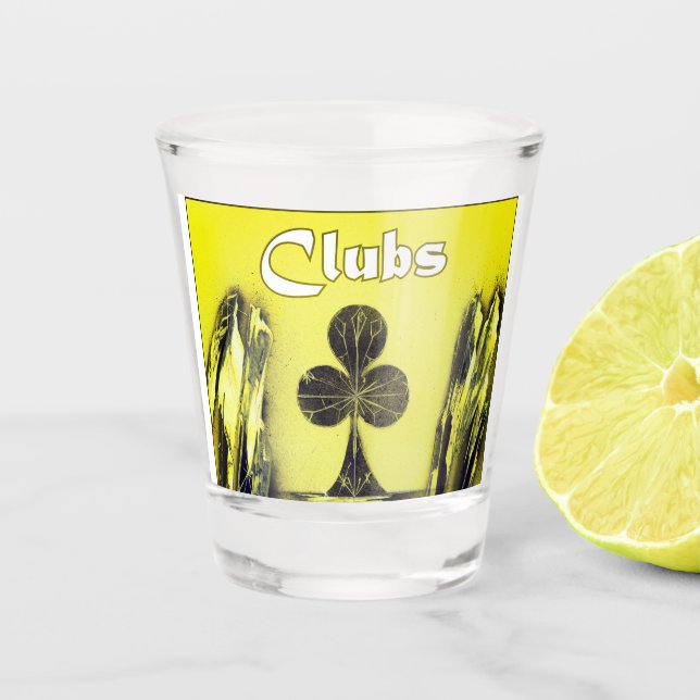 Vaso De Chupito Clubs Juego de cartas de póquer en amarillo (Anverso)