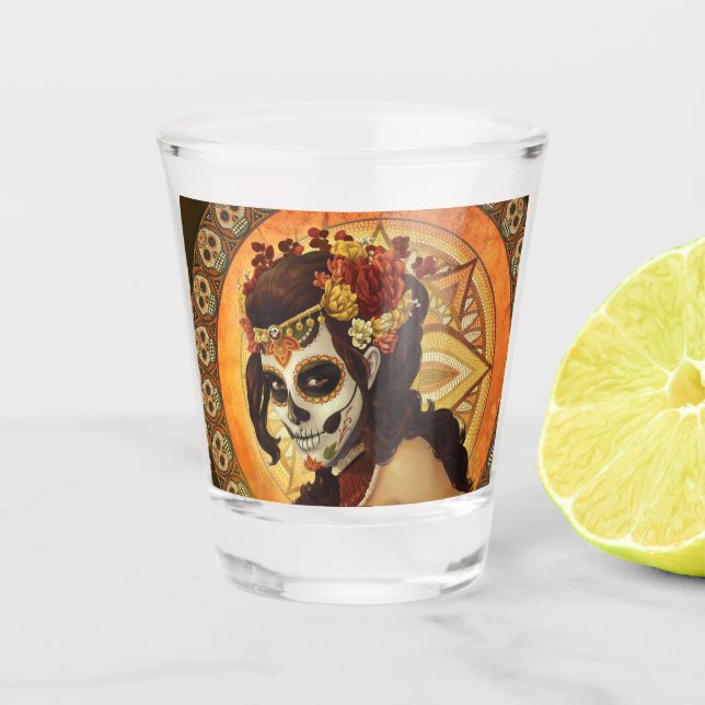 Vaso De Chupito Cojín decorativo Dia De Los Muertos (Anverso)