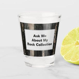 Vaso De Chupito Coleccionista de rock Piedra de rayas blancas negr
