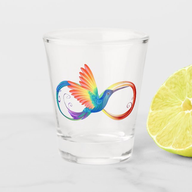 Vaso De Chupito Colibrí arcoiris con símbolo Infinity (Anverso)