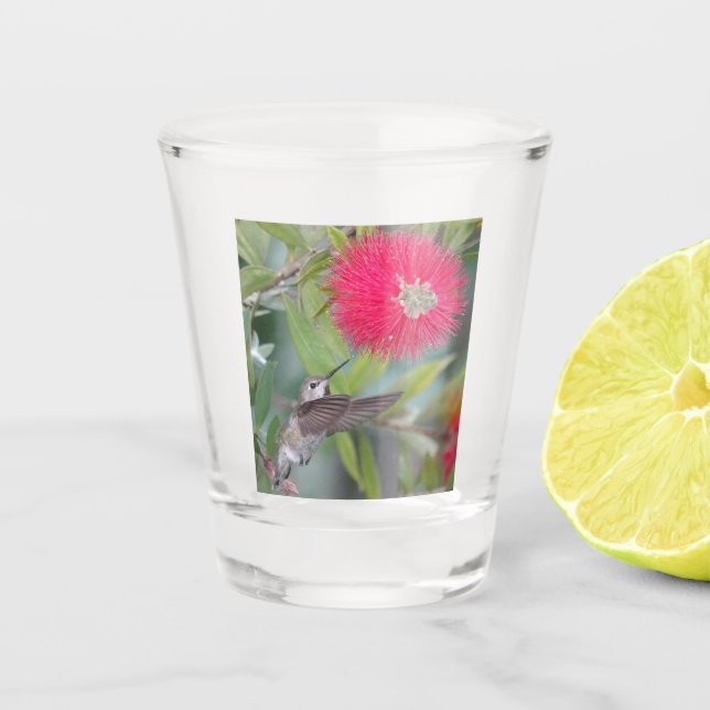 Vaso De Chupito Colibrí con biberón florido (Anverso)
