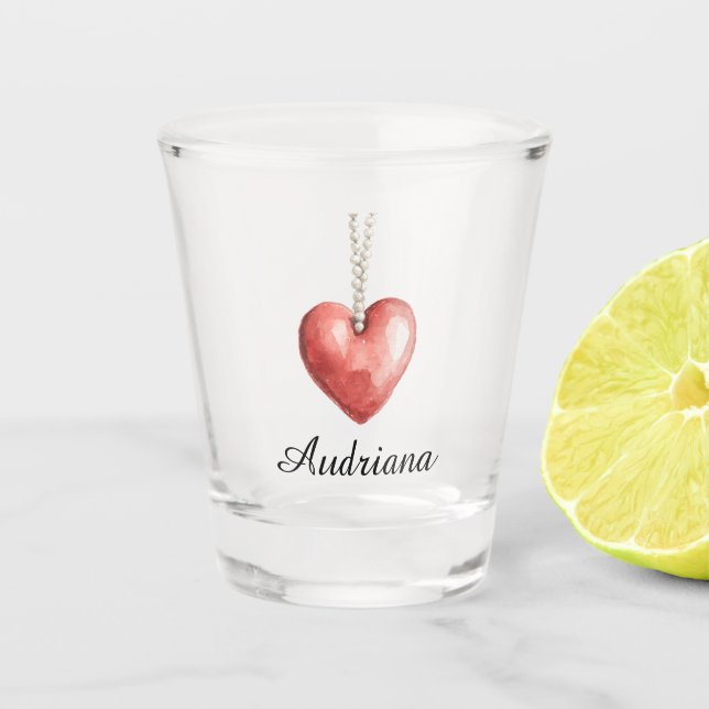 Vaso De Chupito Collar de Corazón Rojo (Anverso)