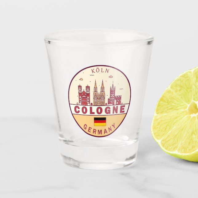 Vaso De Chupito Colonia Alemania City Skyline Emblem (Anverso)
