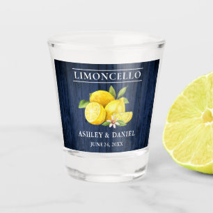 Vaso De Chupito Color de agua Lemons Boda de madera azul Limoncell