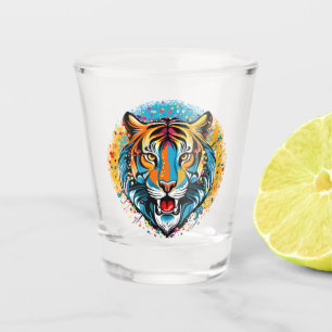 Vaso De Chupito Colores de arcoíris de cabeza de tigre pintan manc