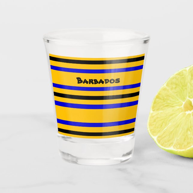 Vaso De Chupito Colores de la bandera de Barbados (Anverso)