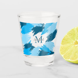 Vaso De Chupito Colores de pincel de nombre azul con monograma