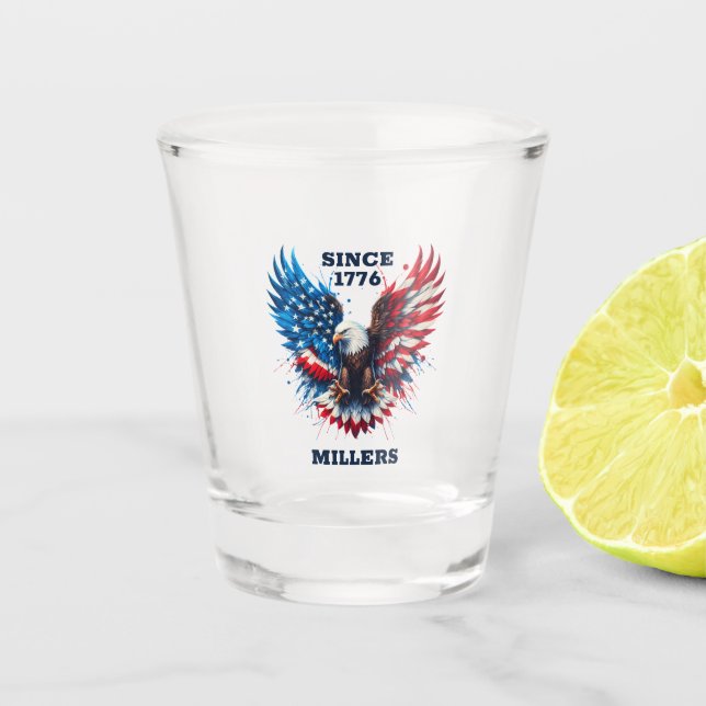 Vaso De Chupito Colores patrióticos personalizados Águila audaz de (Anverso)