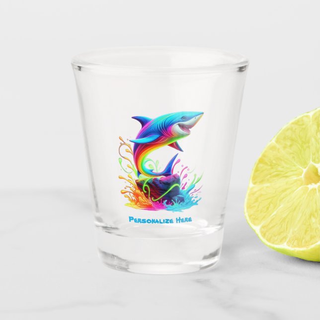 Vaso De Chupito Colorida salpicadura de tiburón (Anverso)