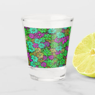 Vaso De Chupito Coloridas Daisies Abstractos #27
