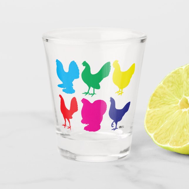 Vaso De Chupito Coloridas gallinas (Anverso)