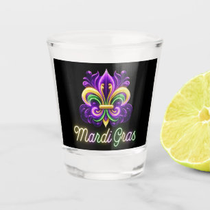 Vaso De Chupito Colorido Mardi Gras Neon Fleur de lis