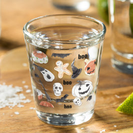Vaso De Chupito Colorido patrón de miedo de Halloween |Feliz Hallo