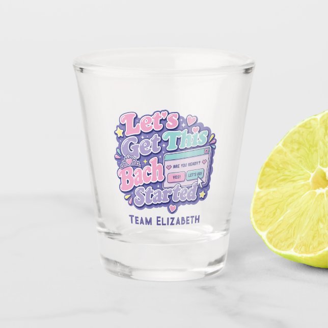 Vaso De Chupito Comencemos con Bach Y2K Despedida de Soltera (Anverso)