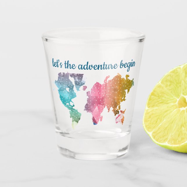Vaso De Chupito Comencemos el mapa del mundo geométrico (Anverso)