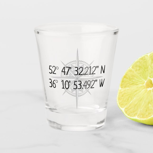 Vaso De Chupito Compass GPS Home Coordinates (Anverso)