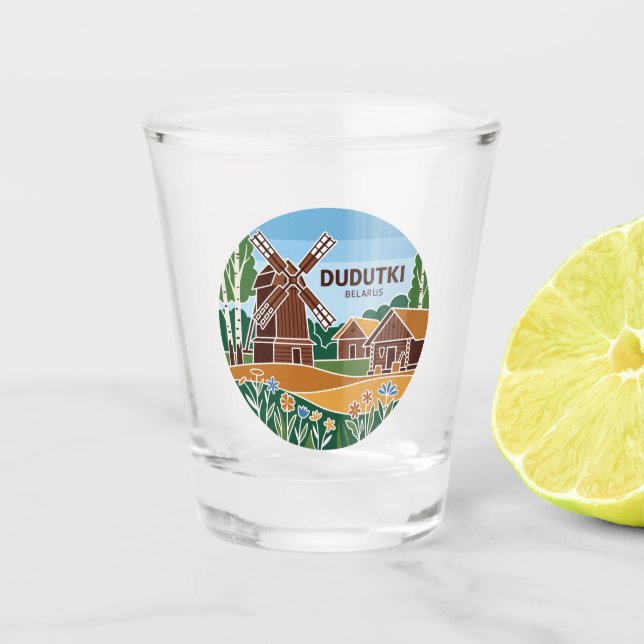 Vaso De Chupito Complejo Museístico Dudutki Bielorrusia (Anverso)
