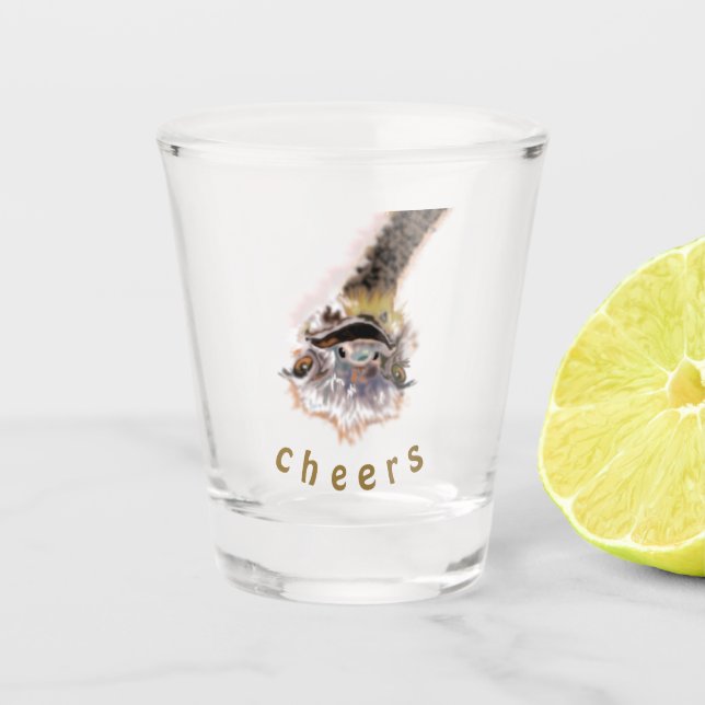 Vaso de chupito con avestruz llamativo (Anverso)