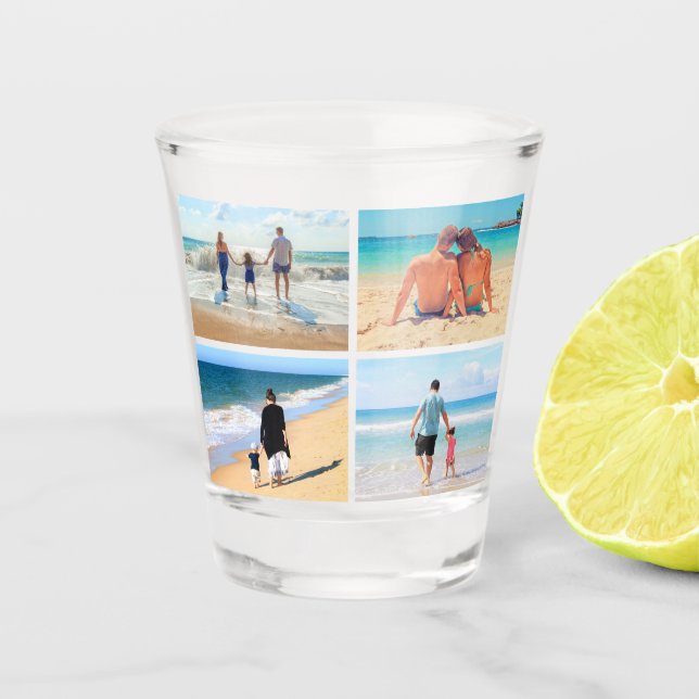 Vaso de chupito con collage de fotos personalizado (Anverso)