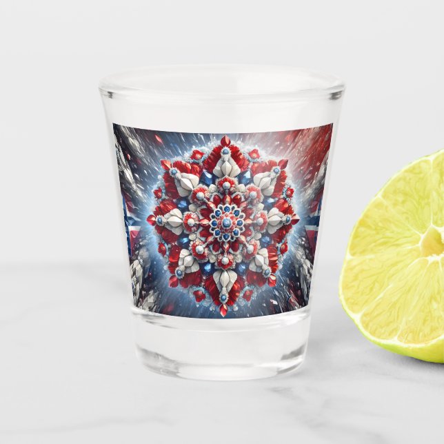 Vaso de chupito con colores noruegos (Anverso)