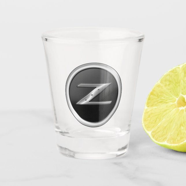 Vaso de chupito con emblema negro plateado 350Z (Anverso)