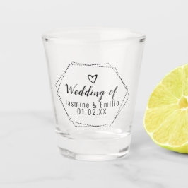 Vaso de chupito con logotipo geométrico de boda co