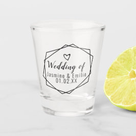 Vaso de chupito con logotipo geométrico de boda y 