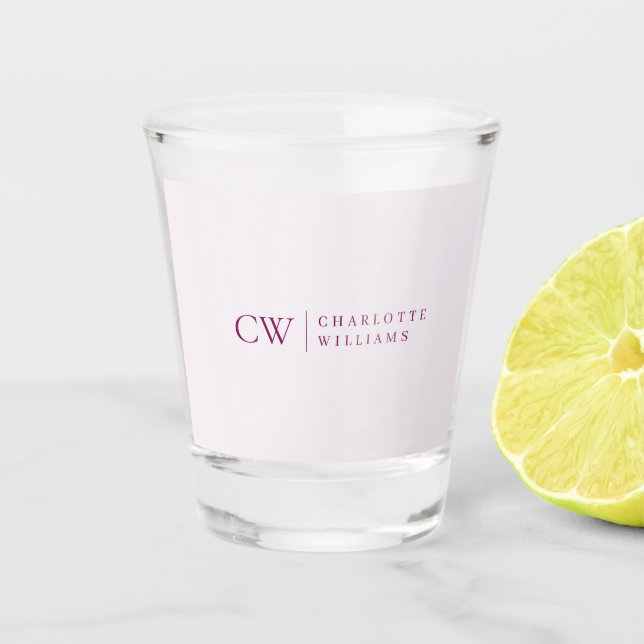 Vaso de chupito con nombre personalizado en rosa (Anverso)