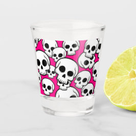 Vaso de chupito con patrón de calavera rosa