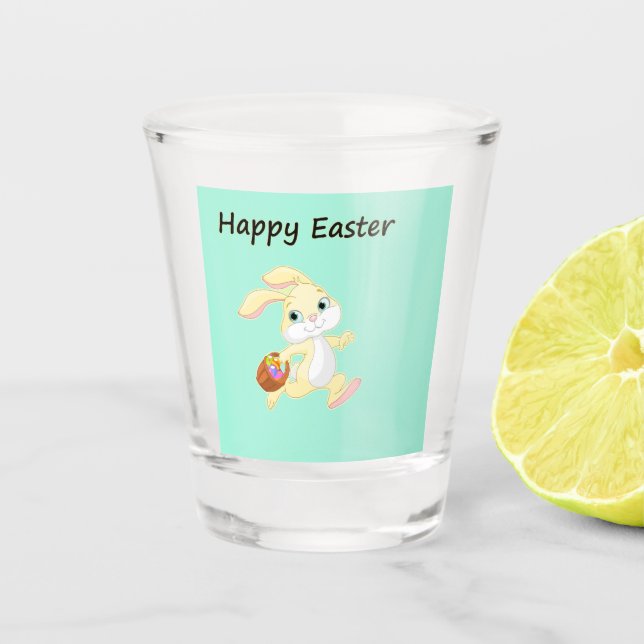 Vaso De Chupito conejito de Pascua con canasta (Anverso)