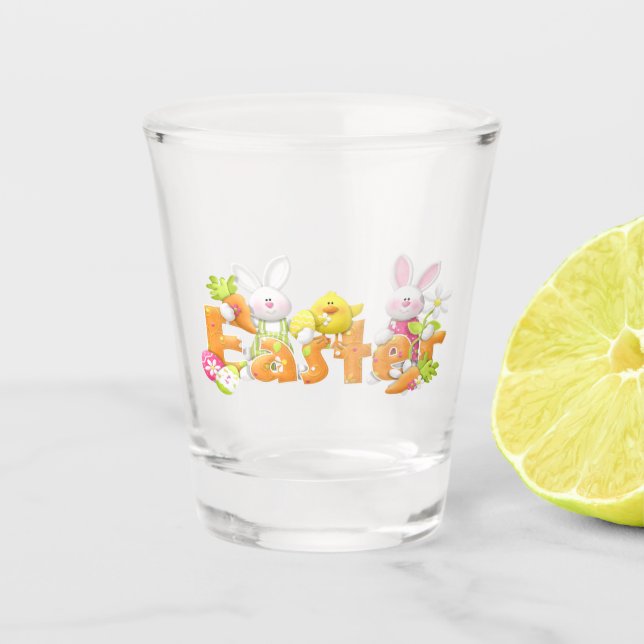 Vaso De Chupito Conejito de Pascua y texto divertido Shot Glass (Anverso)