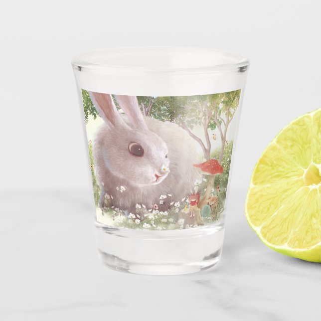 Vaso De Chupito Conejo con flores (Anverso)