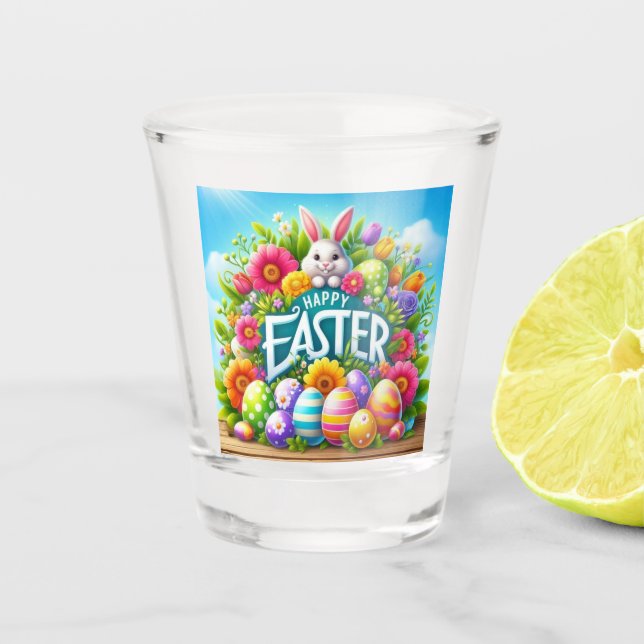 Vaso De Chupito Conejo de primavera/Semana Santa con huevo (Anverso)