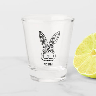 Vaso De Chupito Conejo tribal blanco y negro