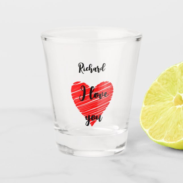 Vaso De Chupito cool red heart I love you for boyfriend (Anverso)