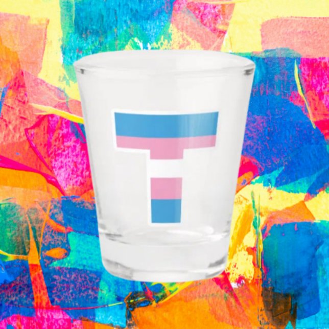 Vaso De Chupito Copa de chupito Capital T de Orgullo Trans (Subido por el creador)