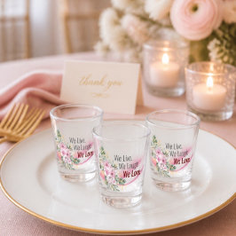 Vaso De Chupito Copa de chupito de boda con onda rosa y floral