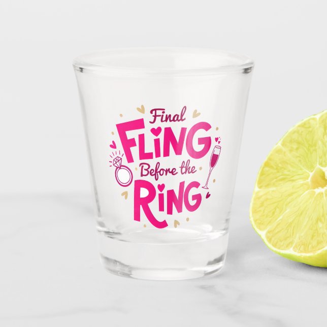 Vaso De Chupito Copa de chupito Final Fling Rosa para Despedida de (Anverso)
